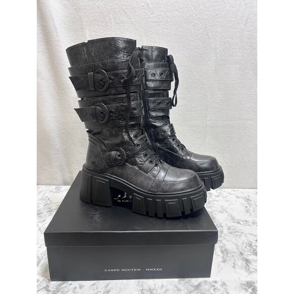 Killstar KIHILIST RUPTURA Boots Black Size 9 Textured Design Gothic Whimsygoth - Picture 2 of 9